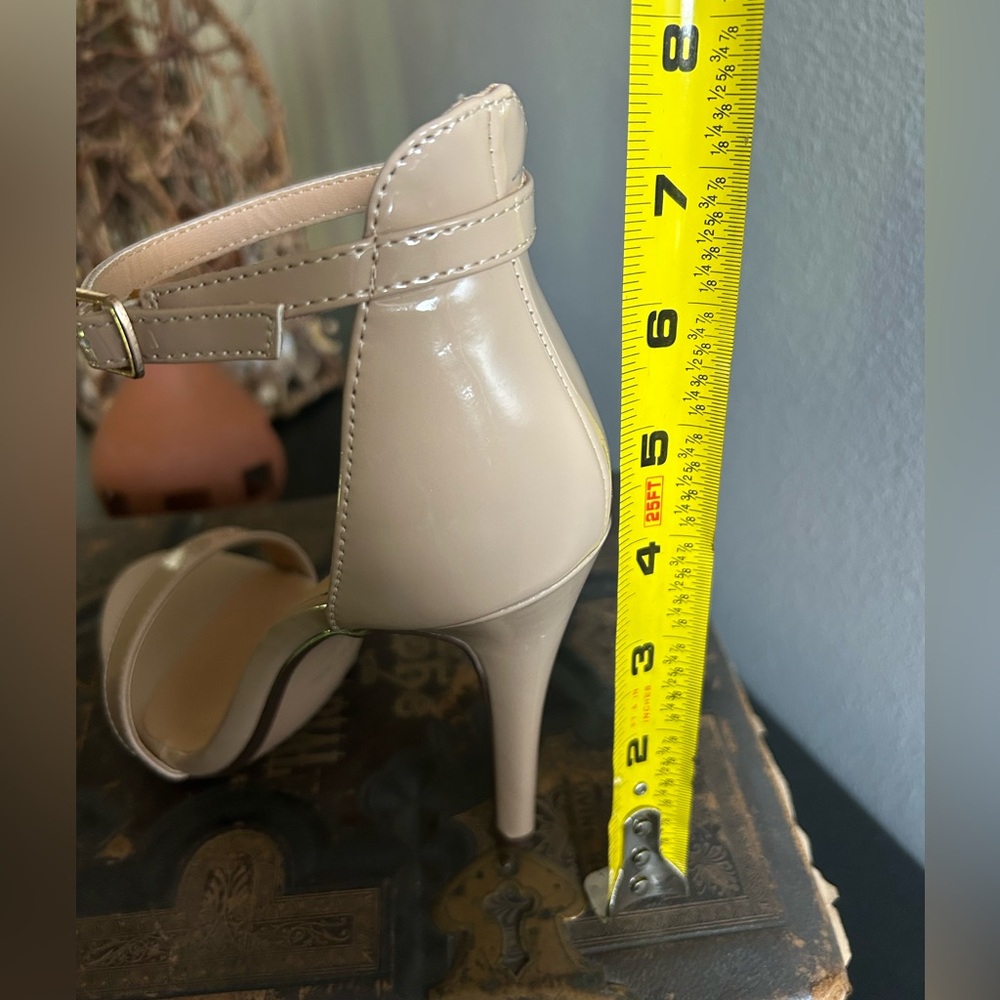 My Delicious Shoes Tyrell Beige Strap Patent Heels - Picture 8 of 12